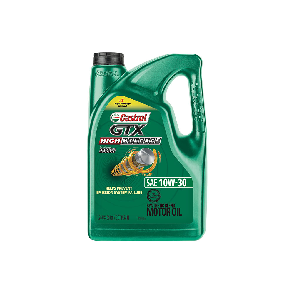 Castrol GTX High Mileage 10W-30 Synthetic Blend Motor Oil, 5 QT